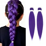 SDKZBFC Purple Hair Extensions，26 Inch Pre Stretched Braiding Hair,Ultra Soft & Tangle Free Synthetic for Cosplay Halloween Party