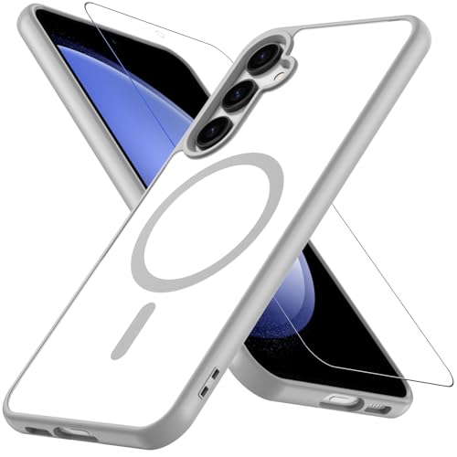 Image of OWKEY Design for Galaxy S23 FE Case 6.4'', Magnetic Galaxy S23 FE Case for Magsafe with Screen Protector [Military-Grade Protection] Shockproof Phone Cover Slim Protective Bumper for S23 FE 5G, Gray