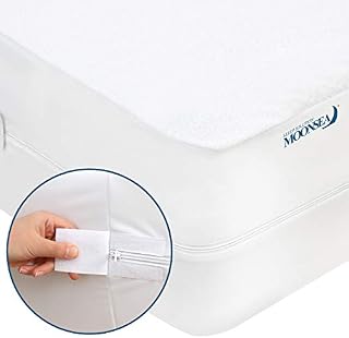Zippered Mattress Protector with Ultra Soft Cotton Terry Surface, 6-Side Waterproof Mattress Encasement
