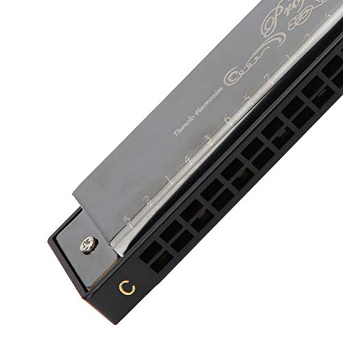 Harmônica de 3 cores, Harmônica de 24 furos para adultos, para alunos iniciantes(Preto)