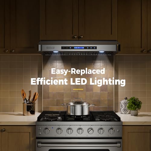 Empava Ducted Range Hood Under Cabinet 30 Inch, Kitchen Stove Vent with Dual Sealed Aluminum Motor, 4-Speed, 500 CFM, Touch Control, Permanent Filters, Stainless Steel, EMPV-RH13 by Empava - Image 2