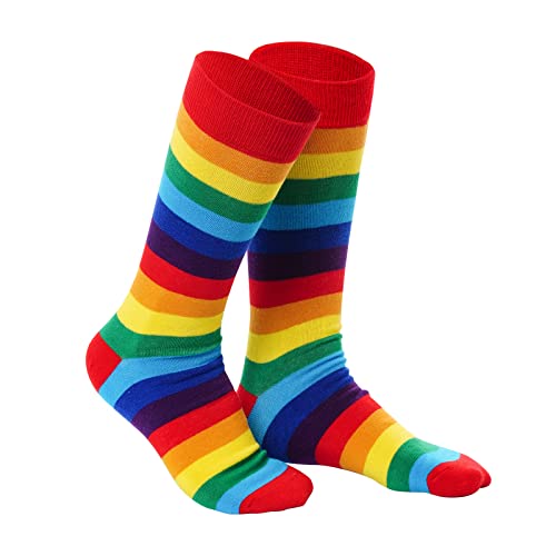 Topbuti 3 Pack Cotton Rainbow Socks Colorful Striped Knee High Socks Lgbtq Gay Pride Socks For Women Men #TOP3