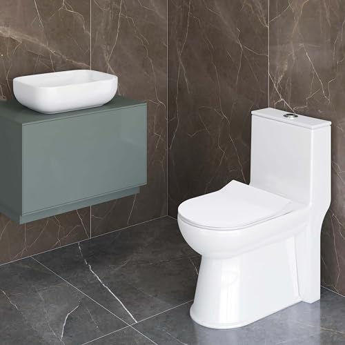 Image of Plantex Ceramic One Piece Western Toilet with Tabletop Wash Basin /Floor Mount Commode for Toilet /Wash Basin for Bathroom - S Trap (Combo,White)
