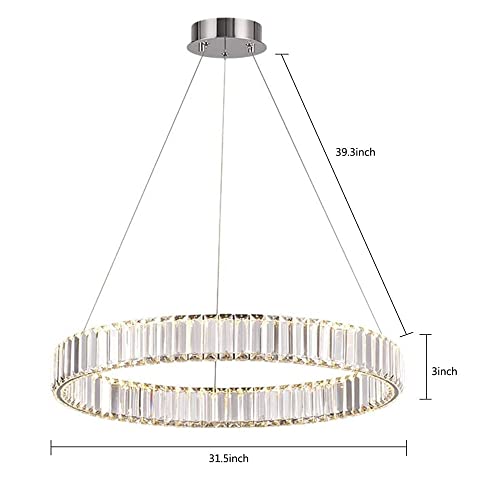 Suspension cristal salle à manger lustre moderne argent pour salon - 3