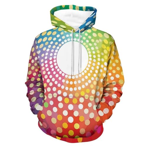Sweatshirt pullover à pois ronds colorés avec capuche protectrice et manches longues taille S
