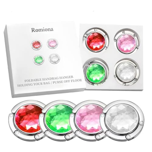 Romiona 4-Pack Foldable Purse and Handbag Hook for Table (Four-Color, 4)