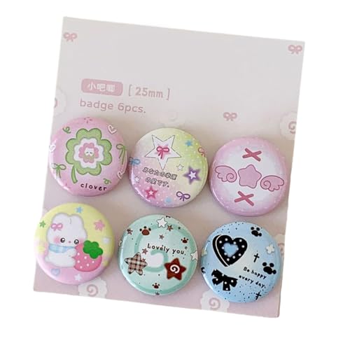 6Pcs Cartoon Metal Badges Pins Clothing Decorative Pin Cartoon Lapel Pin for Backpacks School Bags Jackets Clothes Hat Cartoon M