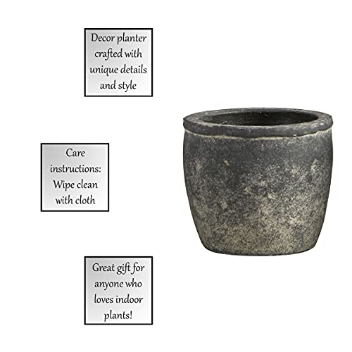 47Th & Main Cement Decorative Planter, 3.25" Tall, Black #TOP2