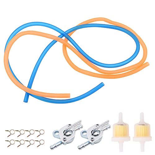 Tiardey Robinet de réservoir de carburant universel 2 pièces, filtre à essence avec boucle de tuyau d'huile pour réservoirs de carburant de moteur à...