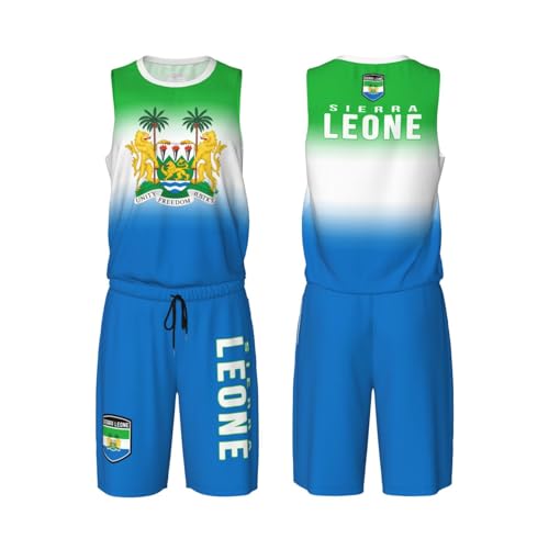 DABOYOZHZH Sierra Leone Flag Basketball Uniform Suit for Men Team Training Athletic Gradient Jersey