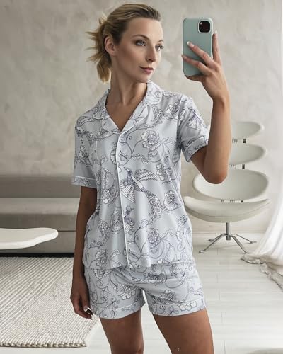 Pop & Plum Soft Cooling Viscose Bamboo Pajamas for Women, Comfy PJs, Matching Button Up Pajama Shorts Set, Super Soft Pajamas4