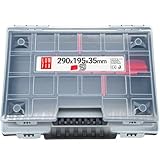 Lun Fix Caja organizadora 290 x 195 x 35 mm, 23 compartimentos; plástico con tapa de polipropileno transparente; incluye separadores; caja clasificadora para piezas pequeñas para taller, hogar, garaje