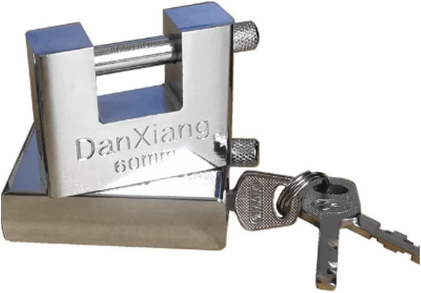 D-Shaped Heavy Duty Security Padlock with 3 Keys,Hardened Solid Steel Hardware Monoblock Lock,8mm Thick Shackle for Garages,Containers,Sheds, Lockers,Gates and Warehouse Protection Locks
