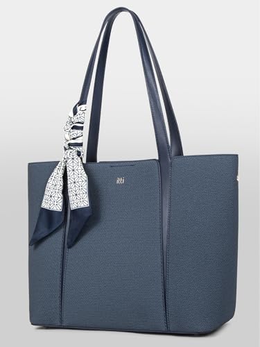 Image of ITTI Capri Tote for Women | Lightweight Three-Compartment Tote Bag with Elegant Scarf Design | Large Capacity Work & Daily Use Bag