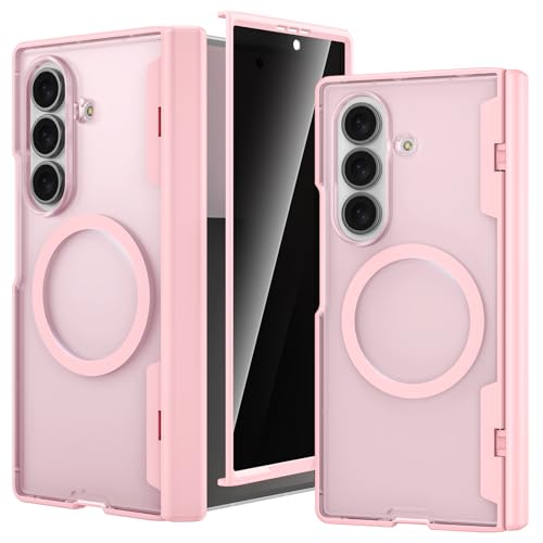 Ruky for Galaxy Z Fold 7 Case with Built-in Privacy Screen Protector, Pink