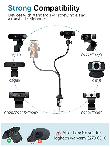 InnoGear 25 Inch Webcam Stand, Flexible Cell Phone Stand Desk Mount Camera Stand Gooseneck for Logitech Webcam BRIO C920 C920S C922 C922x C925e... - Image 2