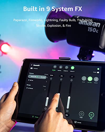 Image of Amaran 150c RGB COB Video Light, Dimmable Full-Color LED Panel, Adjustable 3200K-9500K, High CRI 95+, Portable Lighting for Photography, Videography, YouTube, Film, Studio & Content Creation (Grey) | 150W Full-Color Rgbww Monolight, 2, 500-7, 500K Cct, Bowens Mount Compatible with Aputure Modifiers, High Color Accuracy