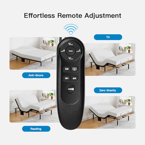 Pipishell Queen Adjustable Bed Frame, Electric Bed Base with Head & Foot Incline, USB-A & USB-C Ports, LED Under-Bed Lighting, 4 Leg Height Options, and Easy 3-Step Assembly