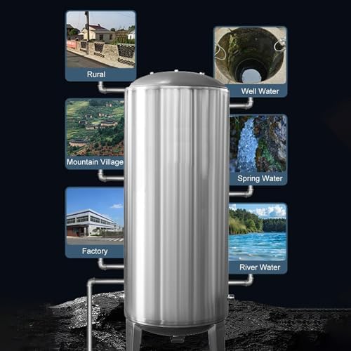 "15105 Gallon Stainless Steel Well Pressure Tank & Vertical Booster Pump System with Mounting Kit (115x50cm/45x20in) for Home & Garden Water Supply"
