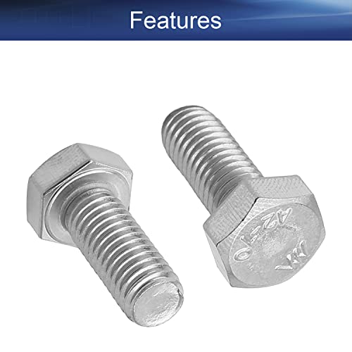 Image of Bettomshin 20Pcs M8 x 20mm Hex Bolts, 304 Stainless Steel 1.25mm Thread Pitch Fully Threaded Metric Hex Head Screw Bolts, Hexagon Screw Bolt, Hex Tap Bolts, Silver (Overall Size 25.45x13x13mm)