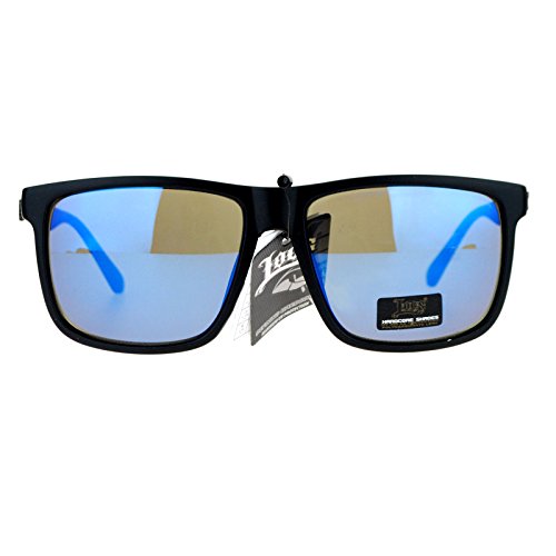 Locs mirrored Lens Gangster Oversized Rectangular horned Sunglasses (blue mirror, 58)2