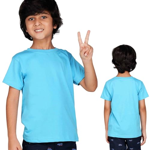 Image of Kids Round Neck Boys Tshirt | Short Sleeves | Natural Organic 100% Cotton Soft Comfortable Fabric | School Plain Color Original Branded Half Sleeve | T-Shirt for Boy Kid | Sleepwear Everyday Casual
