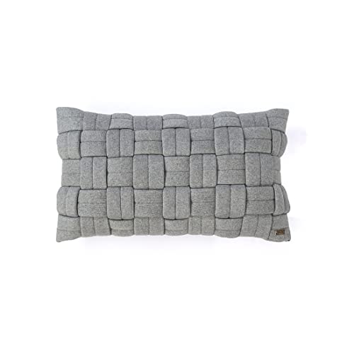 Pluchi Cotton Knitted Decorative Cushion Covers (30cm x 50cm) (Light Grey Melange)