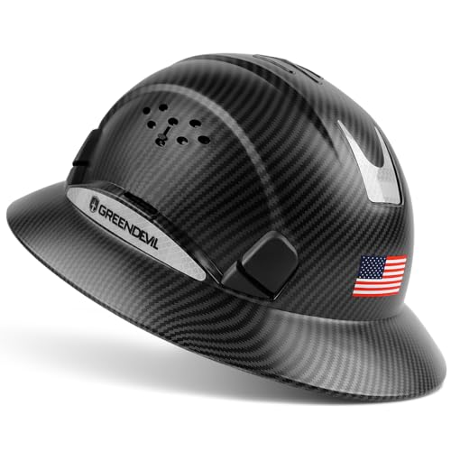 image for GREEN DEVIL Full Brim Hard Hat with Built-in Visor Vented Construction