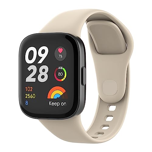 MoKo Correa de Reloj Compatible con Xiaomi Redmi Watch 3(No para Redmi Watch 3 Active), Pulsera Deportiva de Repuesto de Silicona Suave para Hombres Mujeres, Marfil Blanco