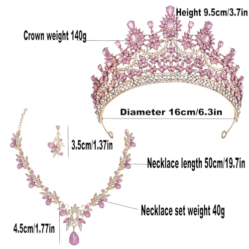 kanivele Crowns and Tiaras Jewelry Set for Women.Wedding Crown and Necklace Earrings Princess Queen Birthday Party Pageant Bridal Jewelry Sets Costume Accessories (Gold Green) by kanivele - Used condition - Image 4