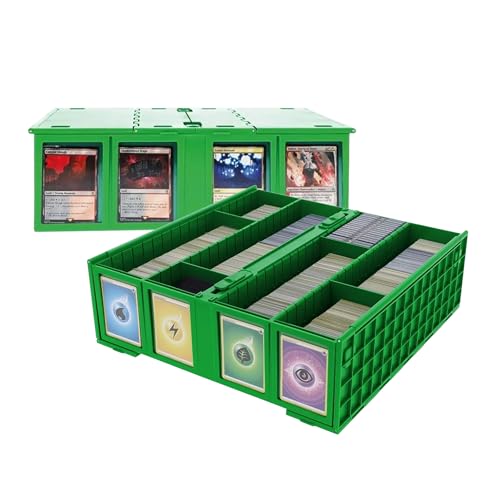 BCW Collectible Card Bin (2-Pack, Green) | Holds 3200 Cards Each | Includes 4 Dividers Per Bin | Storage for Pokémon, MTG & Sports Cards
