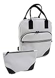 Bolsa Mochila Feminina De Ombro Tiracolo + Carteira Necessaire Branco ART MANIA