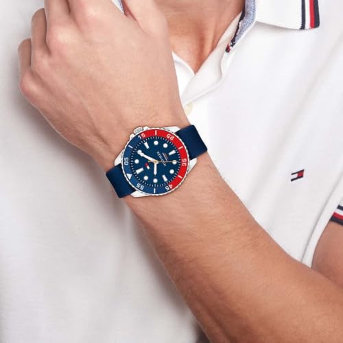 Image of Tommy Hilfiger Oceanic Quartz Analog with Blue Dial Blue Silicone Strap Watch for Men - TH1792200