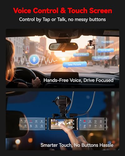 REDTIGER 4K STARVIS 2 Dash Cam Front and Rear, 5GHz WiFi 20MB/s Download, 128GB Card Included, Voice Control, Dash Camera for Cars with 3.18" Touch Screen, GPS, Loop Recording, Parking Mode(F7N Touch)