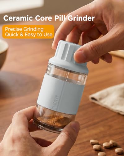 Image of GAONLY Ceramic Core Small Pill Crusher Fine Powder -Manual Pill Grinder for Elderly & Pets, Free Twist-to-Grinder for Arthritic Hands, Crushes Meds /Vitamins to Fine Powder (Blue)