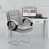 ROSE® Oliveya Leatherette Executive Mid Back Fixed Leather Chair with Integrated Lumbar Support, Comfortable Seating for Visitor, Reception, Meeting, and Lounge Use, 1 Year Warranty (Slate Grey)