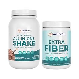 Reignite Wellness by JJ Virgin Chocolate Plant Based All-in-One Shake and Extra Fiber Powder Supplement