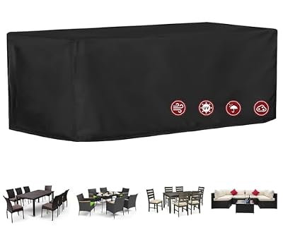 Patio Dining Table Sets Cover, Outdoor Dining Furniture Set Cover for Table with 6-8 Chairs, Patio Furniture Set Cover for Outdoor Sectional Sofa, Waterproof and Windproof, 126" L x 63" W x 28" H