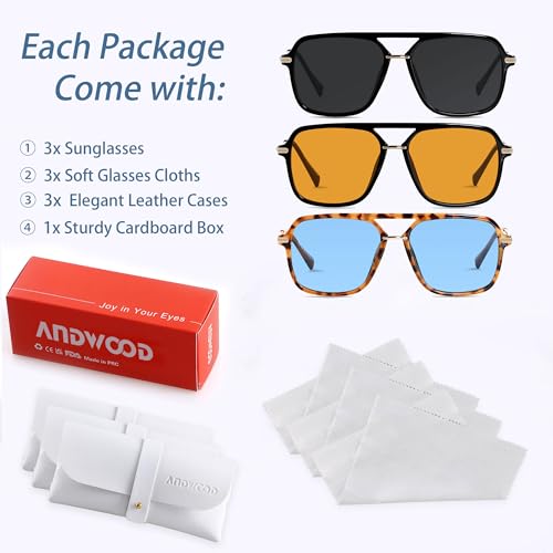 Aviator Sunglasses for Women Men Polarized Retro Square Pilot Shades by ANDWOOD - Used condition - Image 5