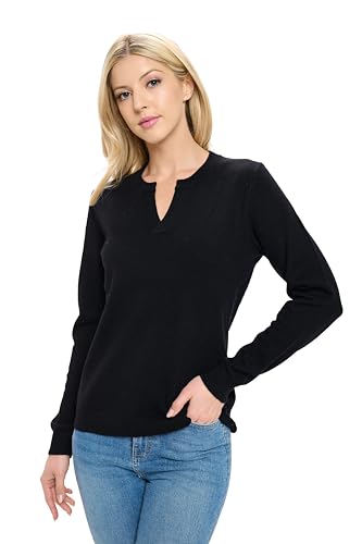 Image of Women's 100% Cashmere Soft Long Sleeve V Neck Crew Neck Sweater