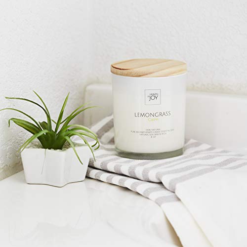 Heaven Of Joy Lemongrass 100% Natural Scented Candle For Aromatherapy And Stress Relief – Pure Essential Oils For Home Or Office, Natural Wax And Cotton Wick With Delicate Aroma #TOP5