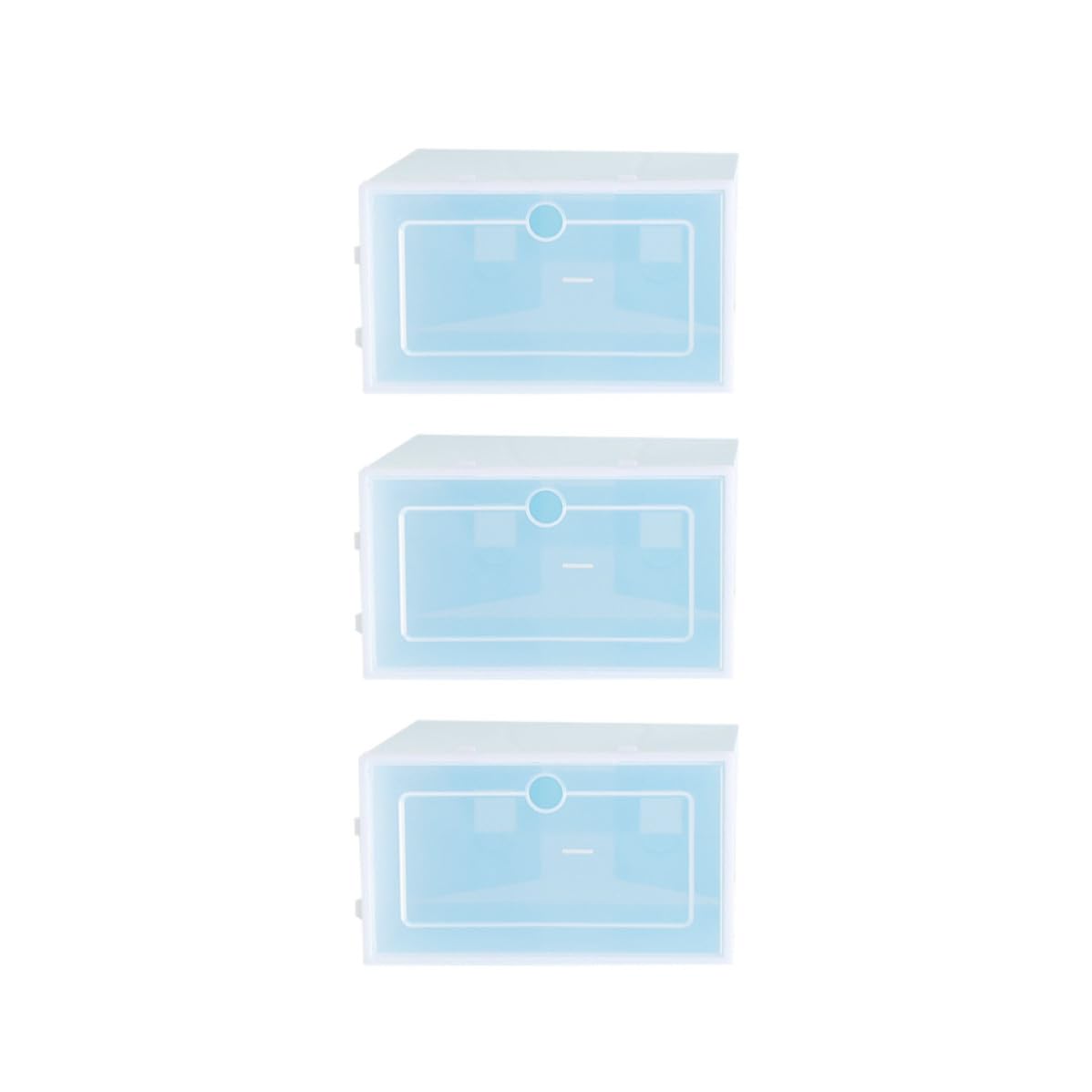 Boîtes à chaussures transparentes bleu empilables pour résoudre le désordre des placards taille S