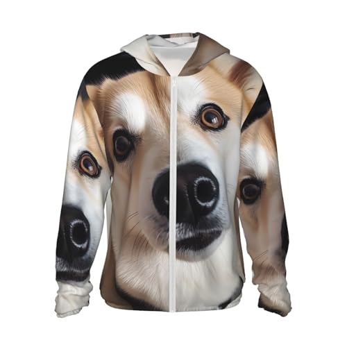Animal Dog Photo Camiseta masculina com capuz com proteção solar FPS 50+, manga comprida, Rash Guard