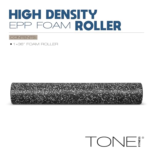 Tone Fitness High Density EPP Foam Exercise Foam Roller for Yoga, Pilates, Stretching, Massage, and Recovery 36 inch Black/White Speckled - Thumbnail 2