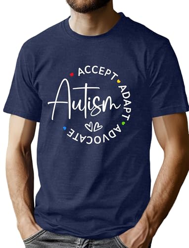 Ithalt Autism Awareness Shirt Men Autism Graphic Shirts Autism Acceptance T-Shirt Autism Dad Short Sleeve Tops(Blue4,X-Large)
