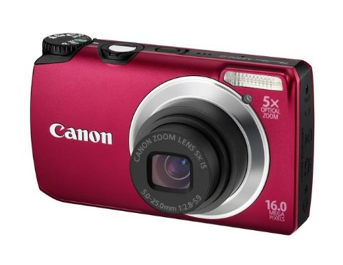 Canon PowerShot A3300 IS Compact Camera 16MP 1/2.3 CCD 4608 x 3456pixels Red - Digital Cameras (Renewed)