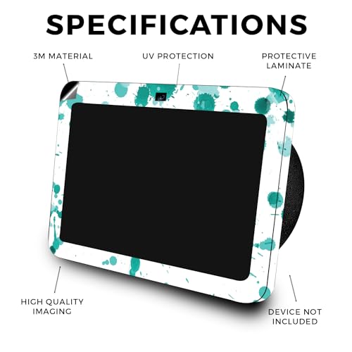Image of Skin Compatible with Amazon Echo Show 8 (3rd Gen, 2023) - Teal Splatter - Premium 3M Vinyl Protective Wrap Decal Cover - Easy to Apply, Crafted in The USA by MightySkins
