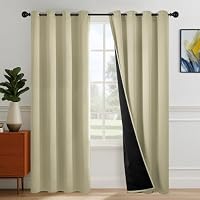 Deconovo Eyelet Blackout Curtains for Bedroom - Super Soft Thermal Insulated Curtains, OEKO-TEX Certified, Energy Saving, 46x90 Inch, Ivory, 2 Panels
