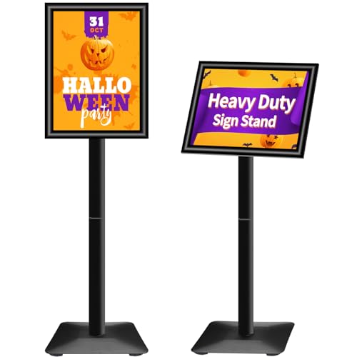 VAIIGO A3 Cartel de pie, ajustable Menú Aviso soporte de exhibición con base de hierro fundido de alta resistencia, publicidad, ventas, señalización Snap Frame Display Stand, Negro