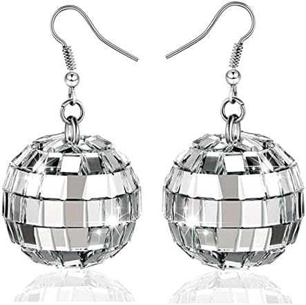 Disco Ball Earrings 24mm 70'S Disco Punk Earrings for Women Girls Jewelry (B)